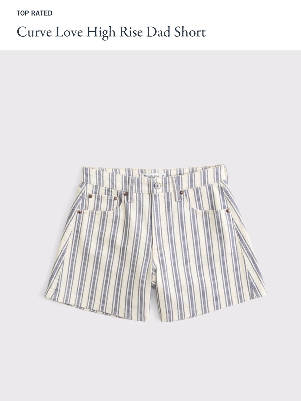 Abercrombie & Fitch Striped Dad Shorts - Blue & White 26 Curve Love
